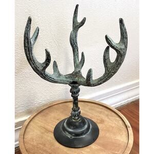 Iron Antler Jewelry Display Stand Vintage 12.5” Metal Deer Tree Holder